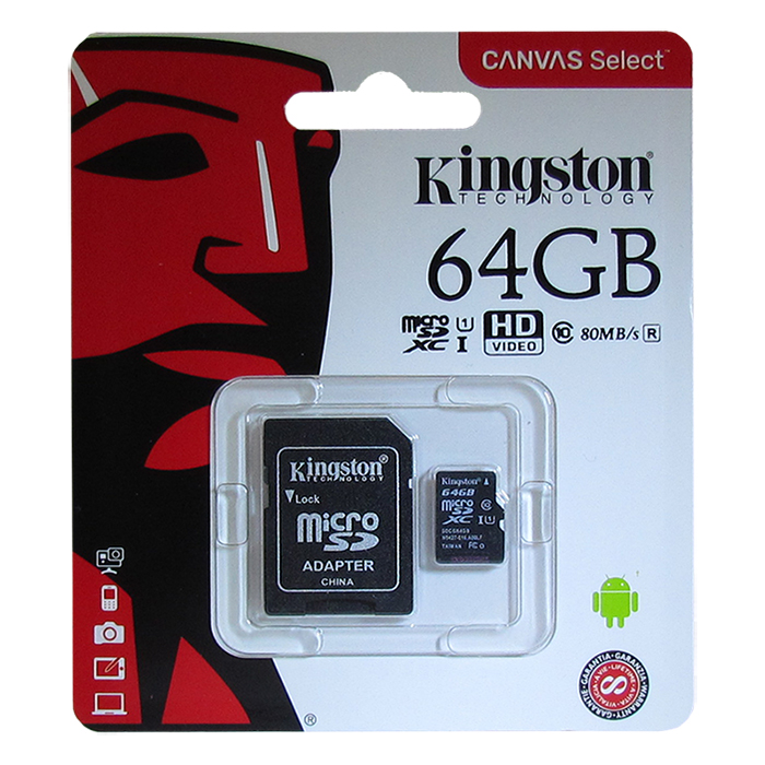 фото Карта памяти Kingston Canvas Select 64GB UHS-I U1, SDCS/64GB