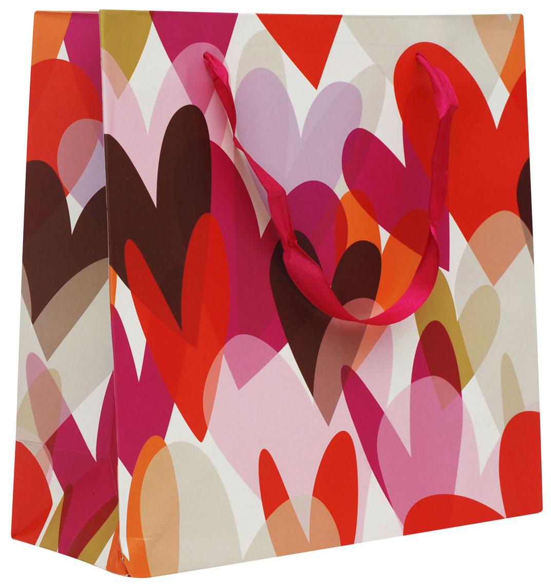 фото Пакет подарочный Perfect Craft "Цветные сердечки", 29,8 х 29,8 х 12,8 см