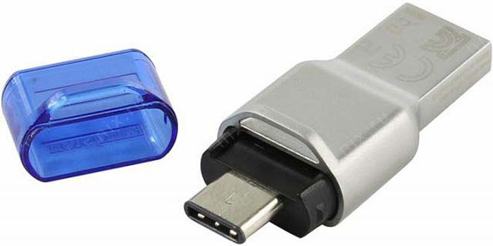 Картридер Kingston MobileLite Duo 3C, USB 3.1 / USB Type-C, для карт памяти microSD с поддержкой UHS-I, цвет: серебристый