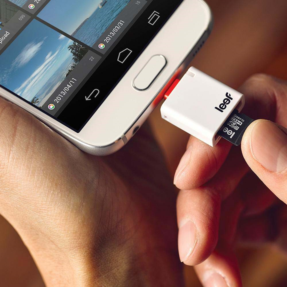 фото Картридер Leef Access, OTG, с интерфейсом micro USB для карт памяти microSD, цвет: белый