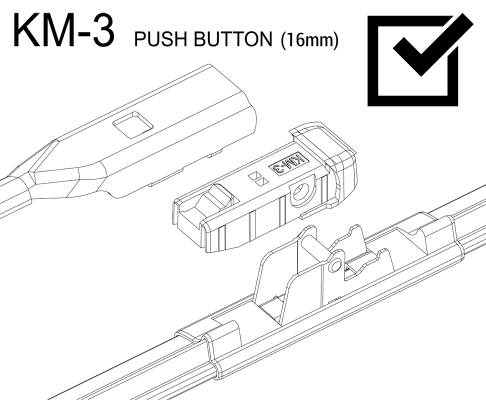 фото OSAWA Адаптеры KM-3 для типа крепления щеток стеклоочистителя Slim Top с шириной 16мм