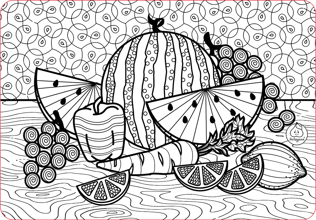 фото Коврик-раскраска маленький ЯиГрушка "Фруктовый микс с арбузом", 33,5 х 48 см