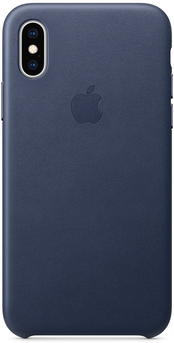 Чехол Apple Leather Case для iPhone XS, Midnight Blue