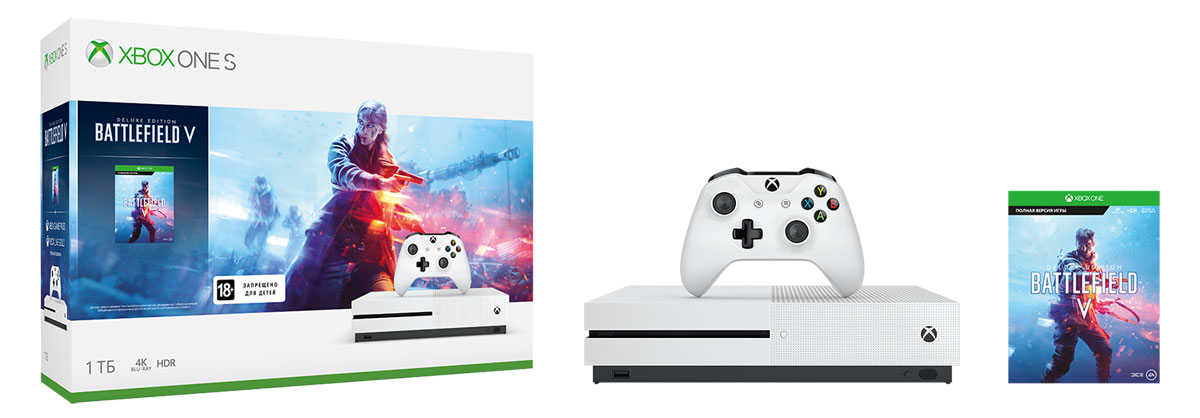 фото Игровая приставка Xbox One S 1 ТБ, White + Battlefield V (234-00689) Microsoft