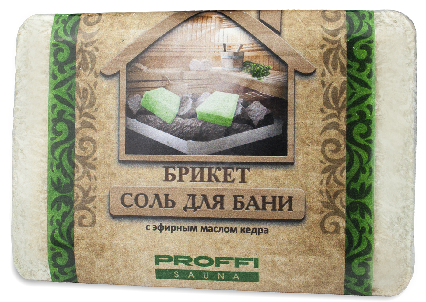 фото Соль морская для бани и сауны PROFFI PS0687, с маслом кедра, брикет 0,75 кг Proffi sauna