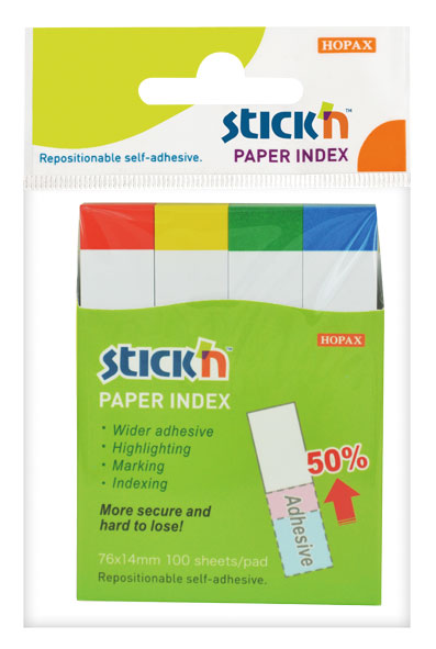 фото Закладки Stick`n, самоклеящиеся, 14x76 мм, 4 цвета