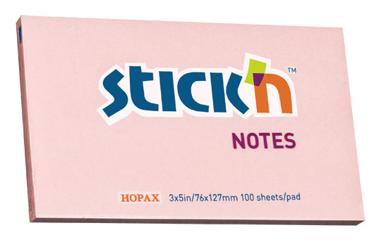фото Блок бумажный Stick`n, самоклеящийся, 100 листов, цвет: розовый, 76 x 127 мм