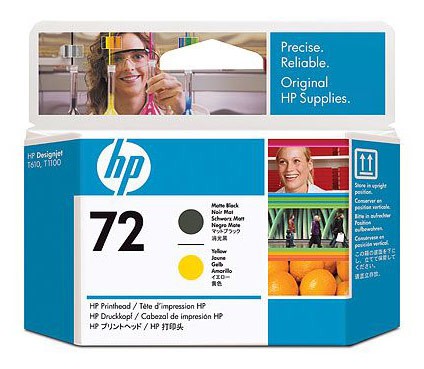 Печатающая головка HP 72 (C9384A), матовый черный, желтый, для ...