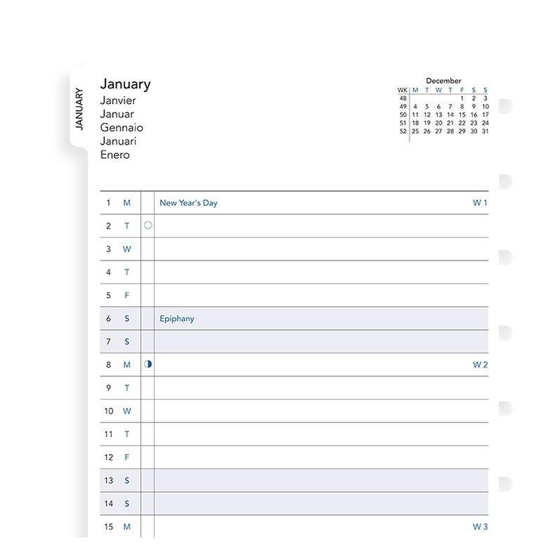 Запасной блок для тетради Filofax Month Planner 2019, цвет: белый, A5 Запасной блок для тетради Filofax Month Planner 2019, цвет: белый, A5