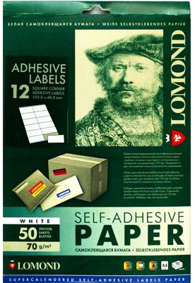 Этикетки Lomond 2100065, самоклеящиеся, цвет:белый, A4, 48x105мм, 12 штук на листе, 50 листов