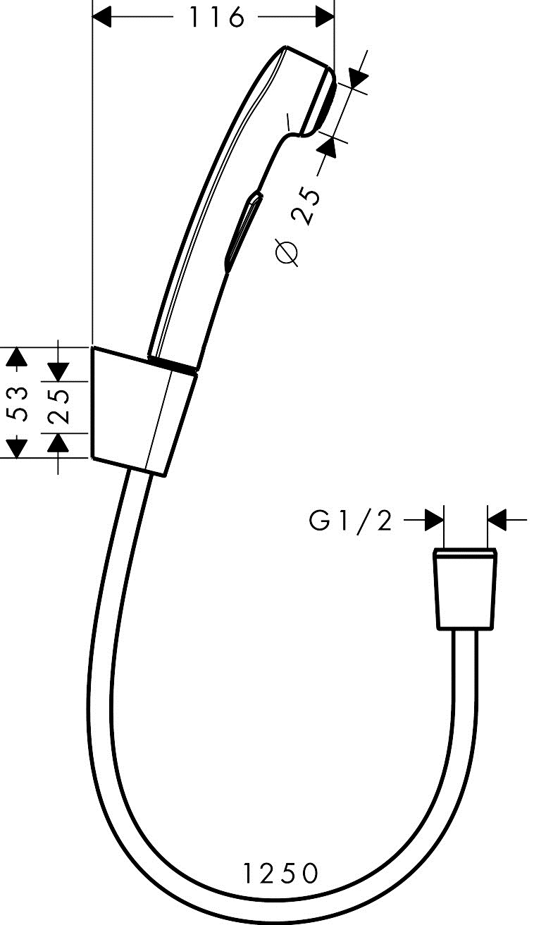 фото Душ гигиенический Hansgrohe 32129000, хром, шланг 1.25 м