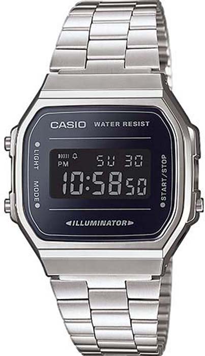 Часы наручные мужские Casio Collection Retro, цвет: стальной, черный. A-168WEM-1E