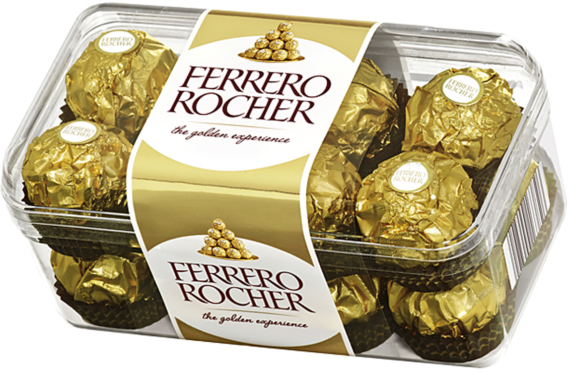 фото Ferrero Rocher конфеты хрустящие из молочного шоколада, покрытые измельченными орешками, с начинкой из крема и лесного ореха, 200 г