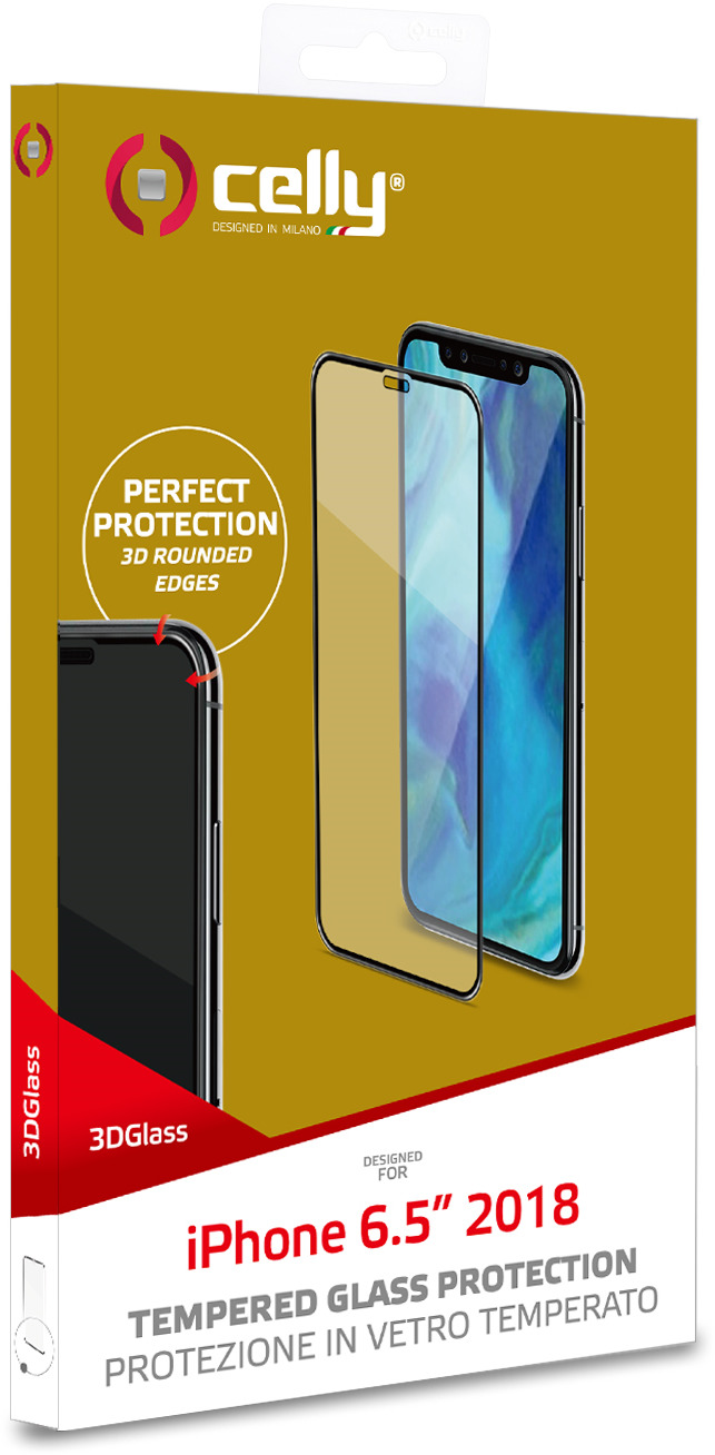 фото Стекло защитное Celly Glass 3D для Apple iPhone XS Max, Black