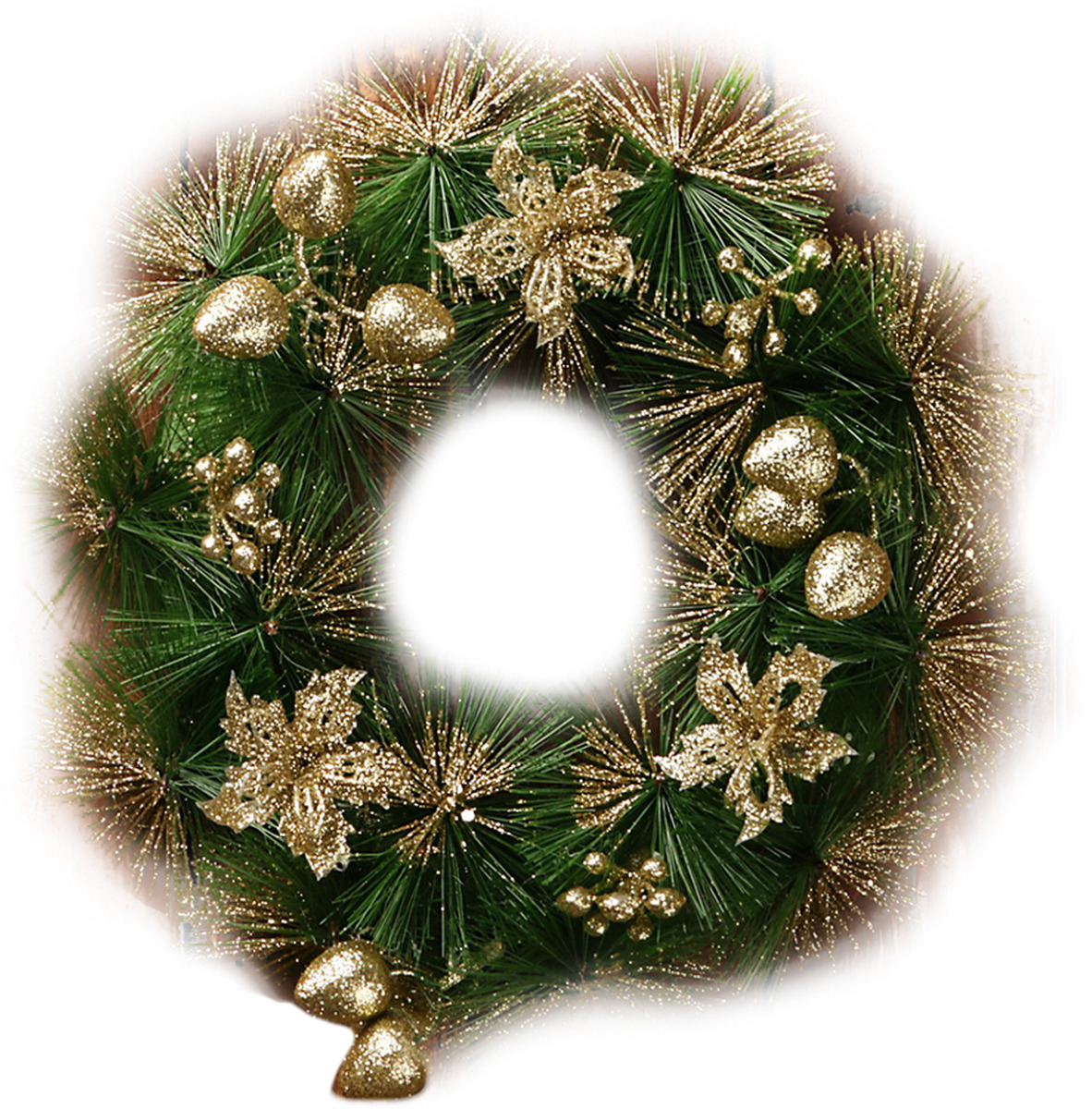 фото Венок новогодний "Подарочек", цвет: зеленый, золотой, диаметр 20 см