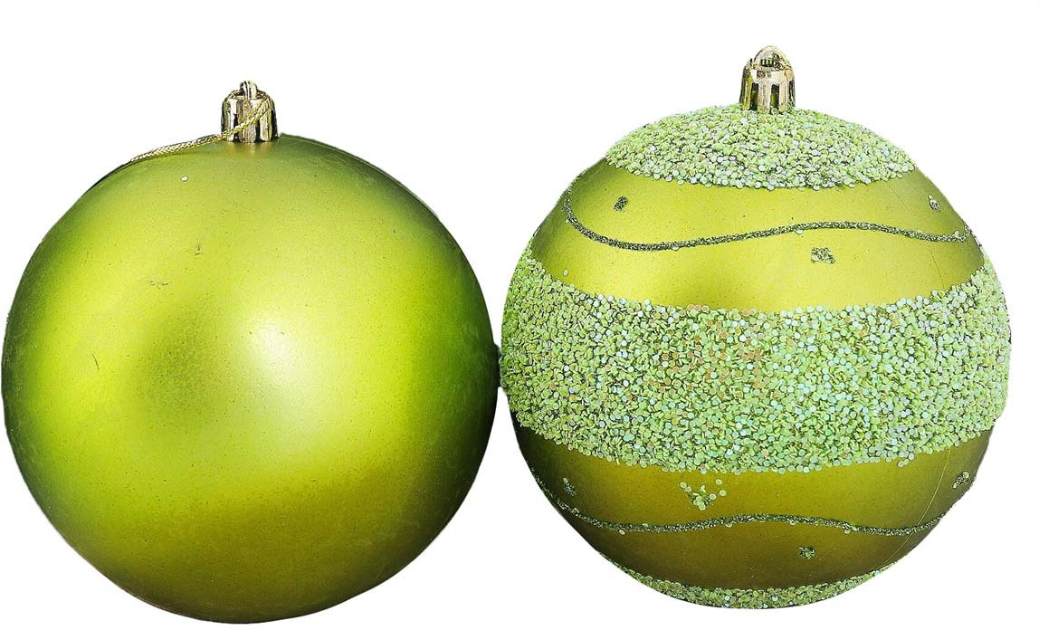 фото Набор елочных шаров "Блестящий горох", цвет: зеленый, диаметр 10 см, 8 шт Зимнее волшебство