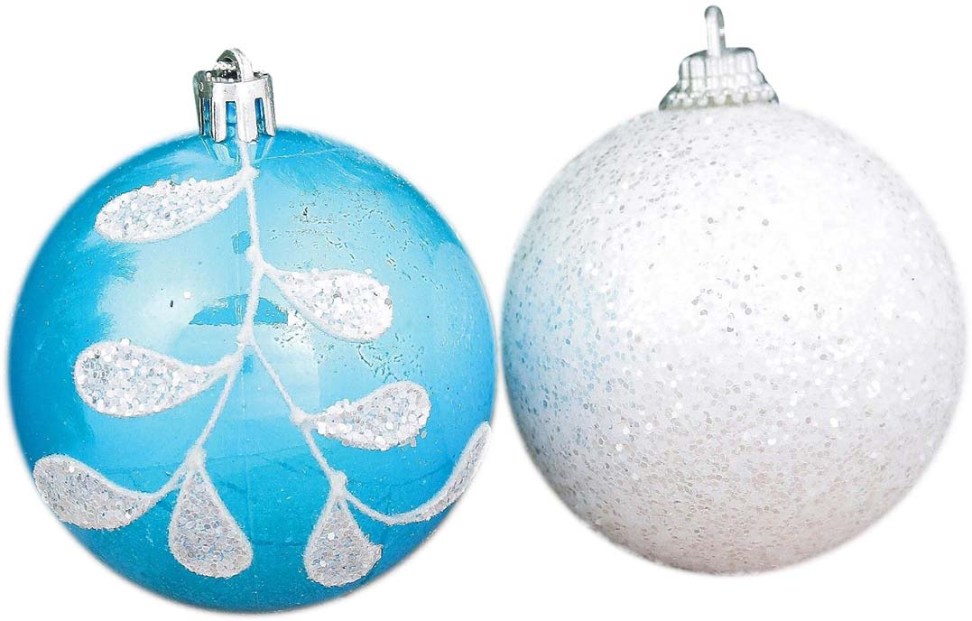 фото Набор елочных шаров "Веточка ", цвет: белый, голубой, диаметр 7 см, 6 шт Зимнее волшебство