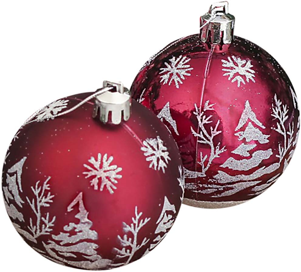фото Набор елочных шаров "Лесная красавица", цвет: бордовый, диаметр 6 см, 8 шт Зимнее волшебство