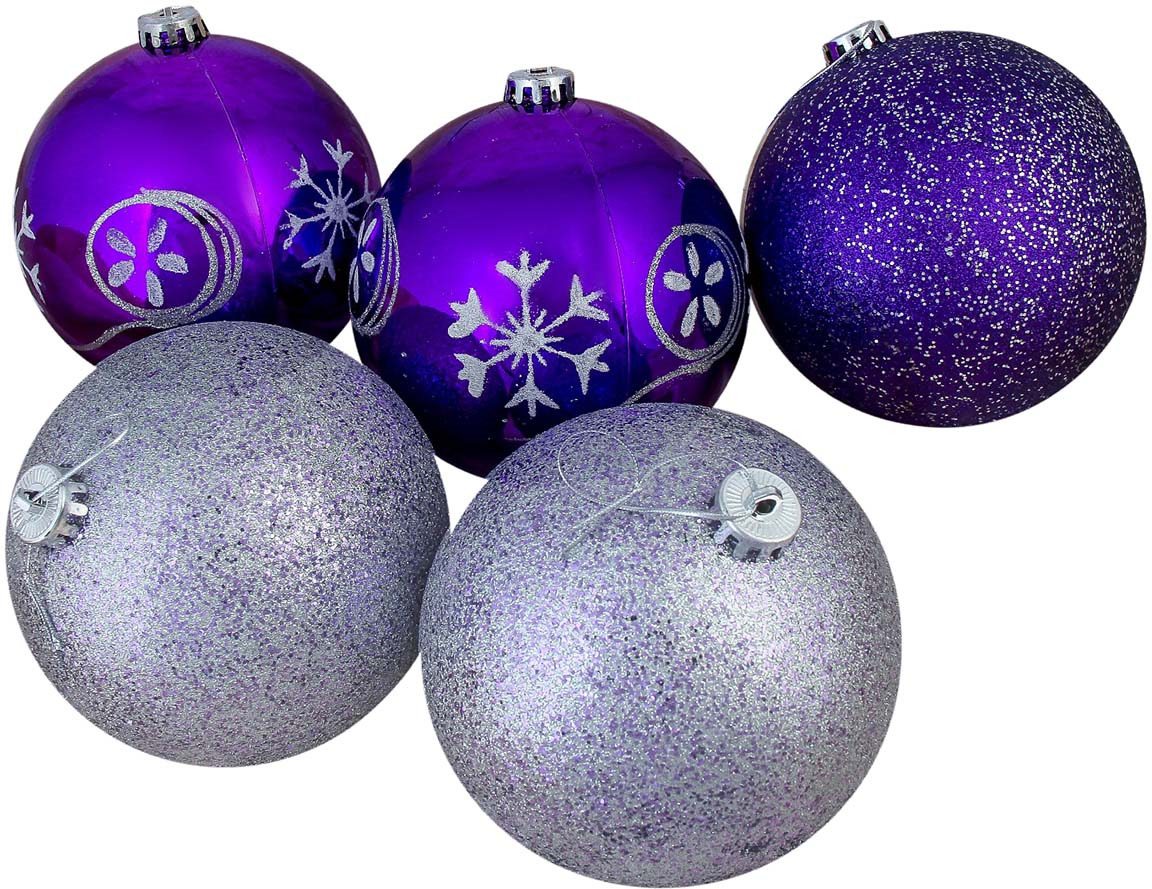 фото Набор елочных шаров "Барбара", цвет: фиолетовый, диаметр 15 см, 5 шт Зимнее волшебство