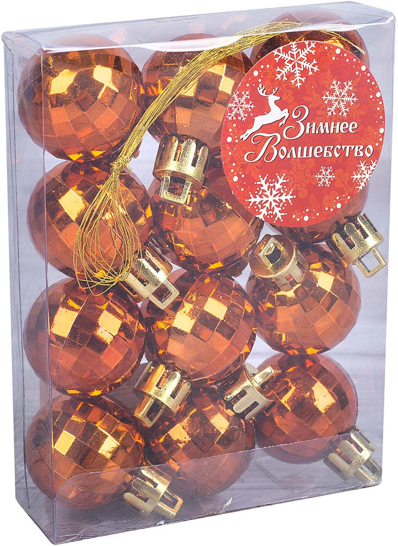 фото Набор елочных шаров "Каприз", цвет: оранжевый, диаметр 3 см, 12 шт Зимнее волшебство