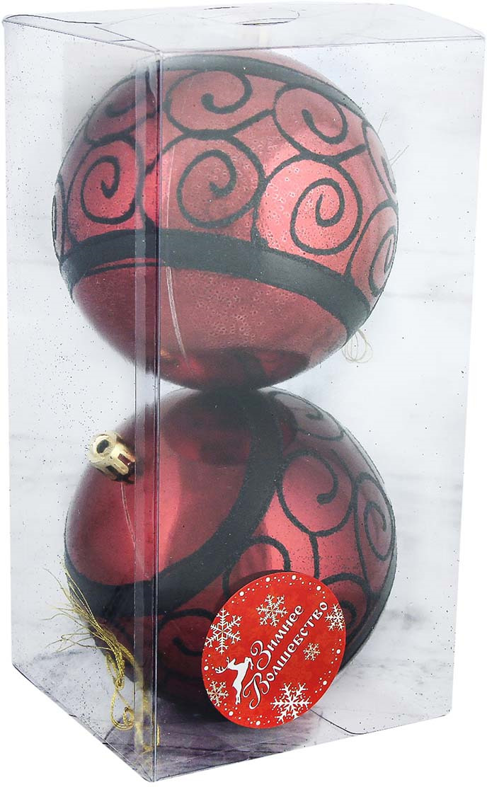 фото Набор елочных шаров "Бордо", цвет: бордовый, диаметр 10 см, 2 шт. 3276702 Зимнее волшебство