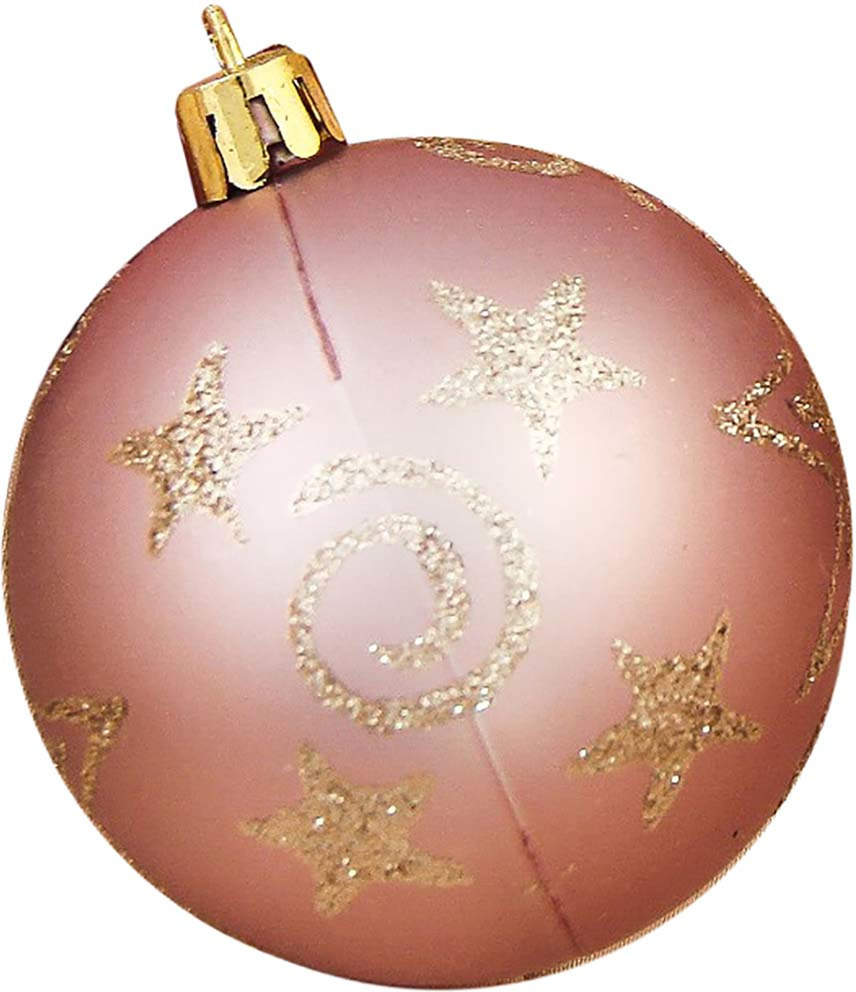 фото Набор елочных шаров "Звездопад", цвет: розовый, диаметр 7 см, 6 шт Зимнее волшебство