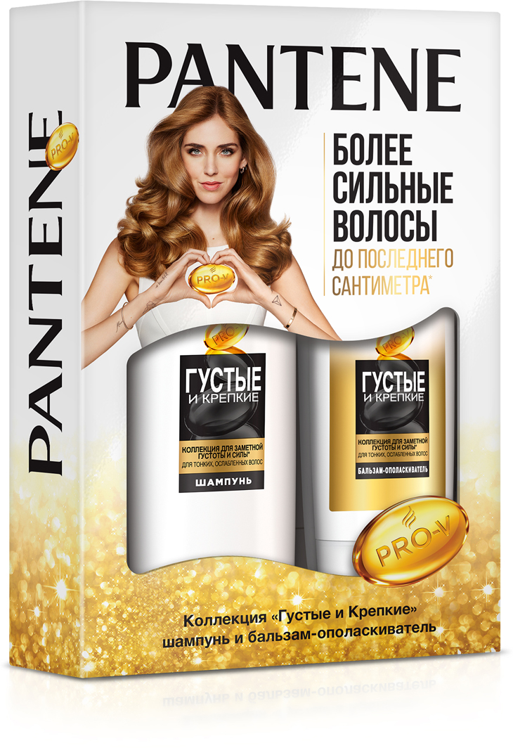 фото Подарочный набор Pantene: Шампунь "Густые и крепкие", 250 мл, Бальзам-ополаскиватель, 200 мл Pantene pro-v