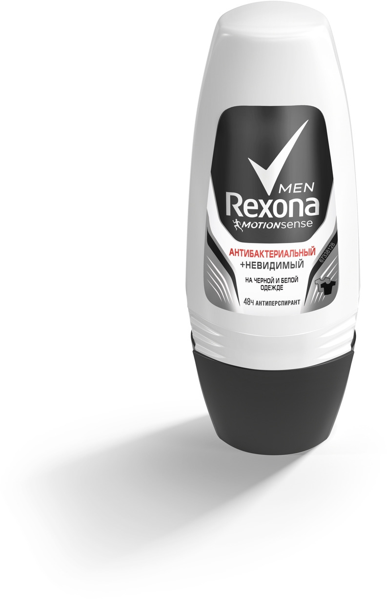 фото Антиперспирант-ролл Rexona Men Антибактериальный и невидимый на черной и белой одежде, 50 мл