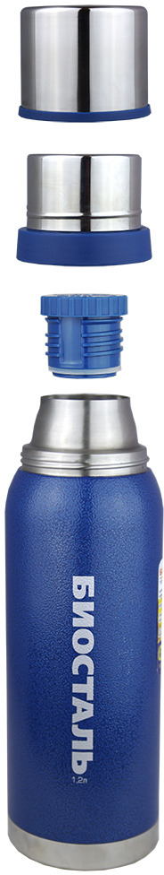 фото Термос Biostal "Охота", с 2 чашками, цвет: синий, 1 л