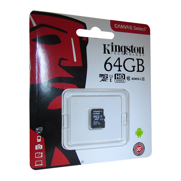 фото Карта памяти Kingston Canvas Select 64GB, SDCS/64GBSP, черный