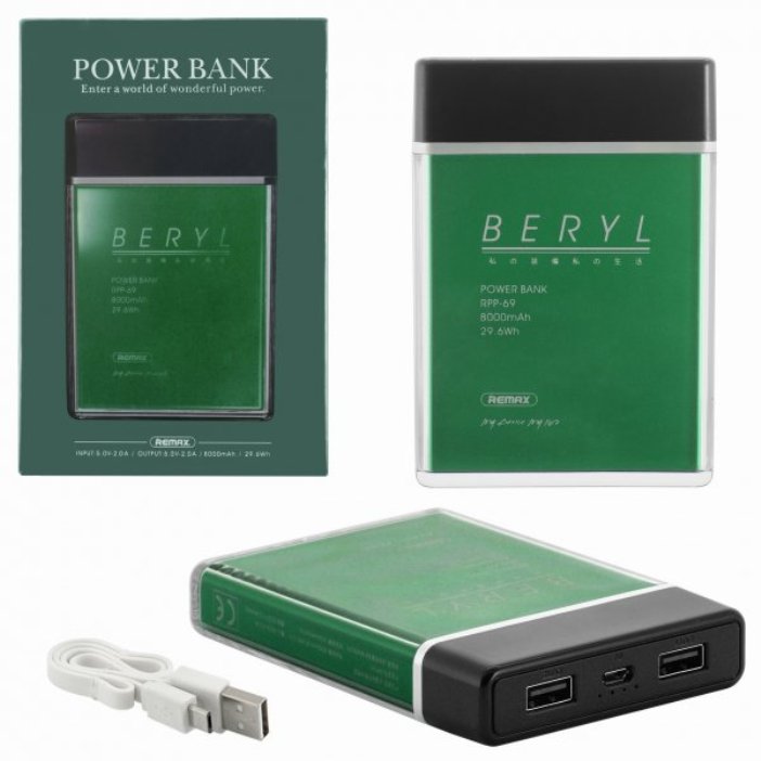 фото Внешний аккумулятор Remax Power Bank, цвет: зеленый, 5600 mAh RPP-69