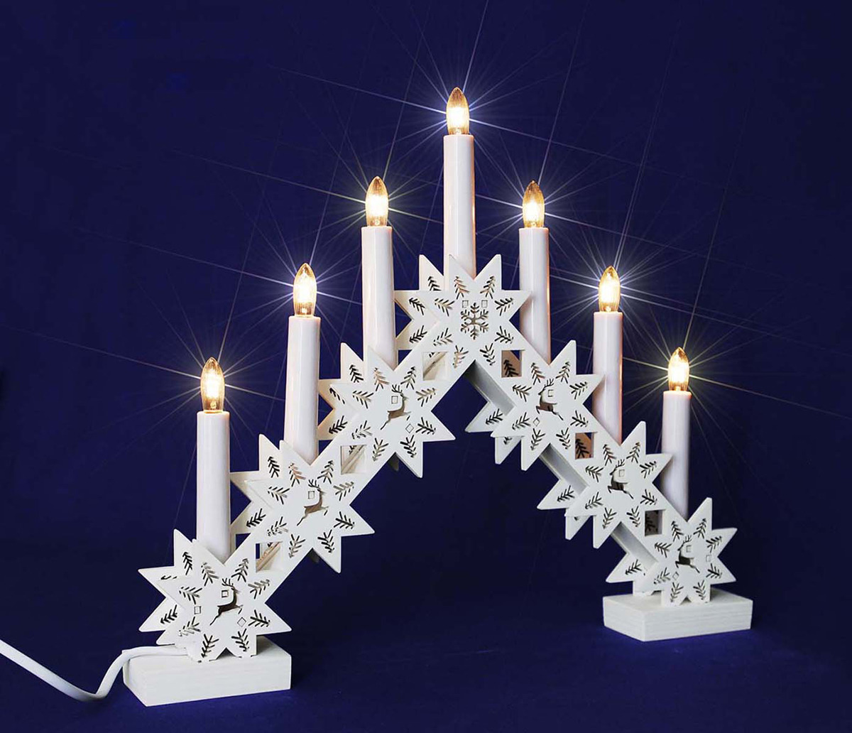 фото Горка рождественская Star Trading "Лапландия", 7 ламп, цвет белый, 34 х 40 см