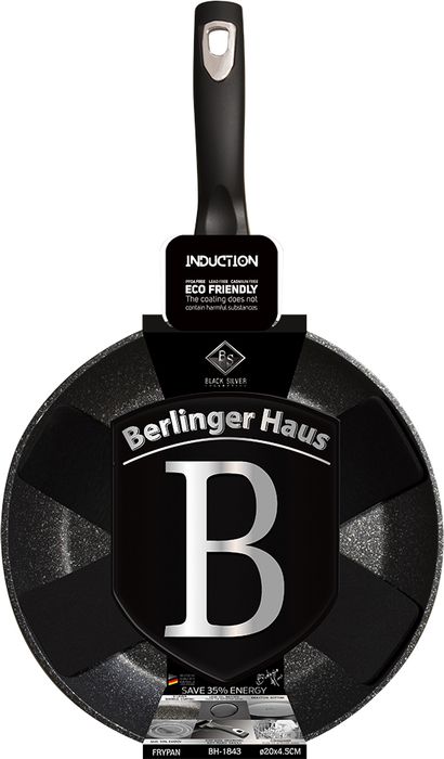 фото Сковорода Berlinger Haus Black Silver Line, с антипригарным покрытием. Диаметр 20 см