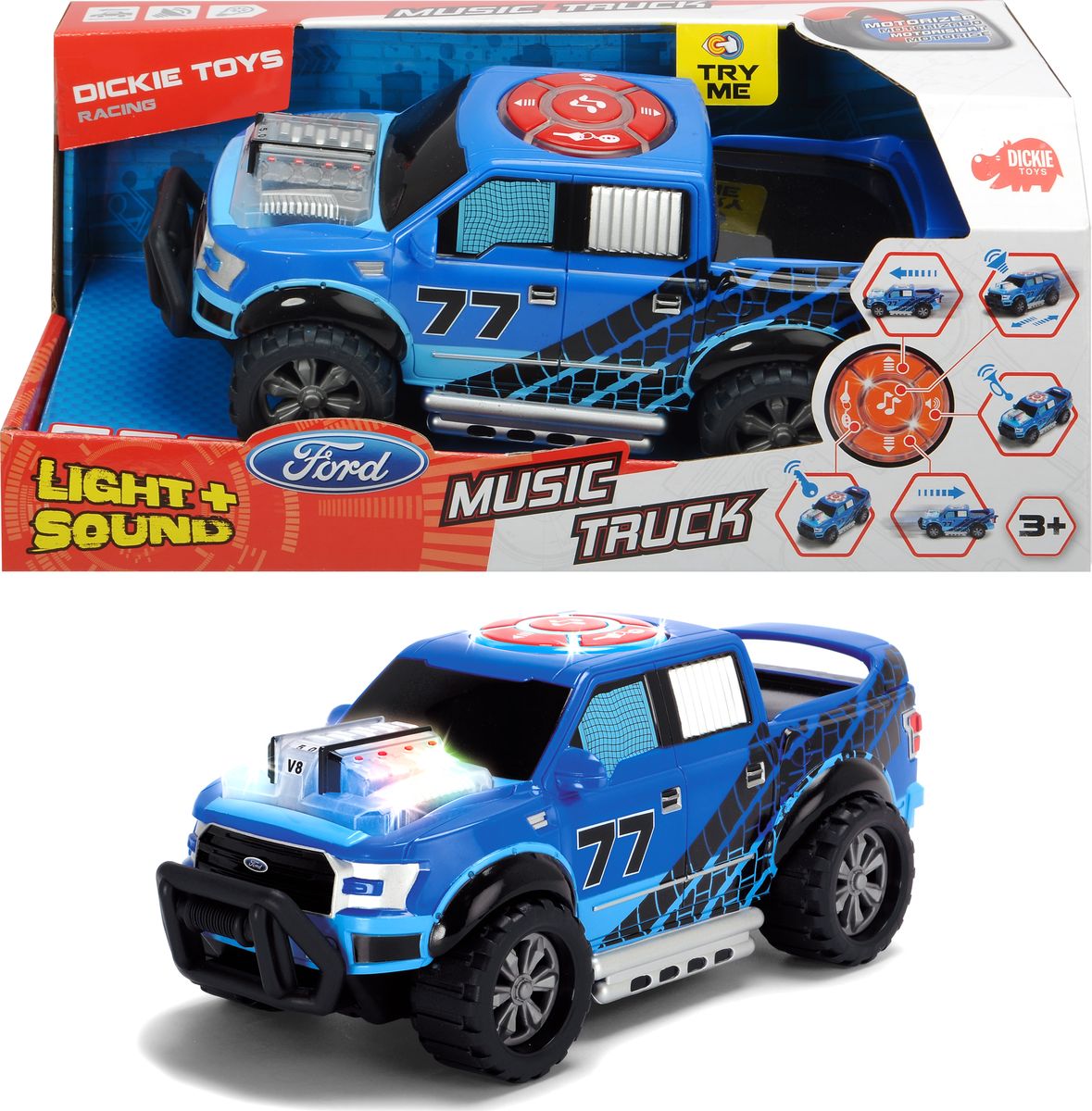 фото Машинка Dickie Toys "Racing. Музыкальный грузовичок", 23 см