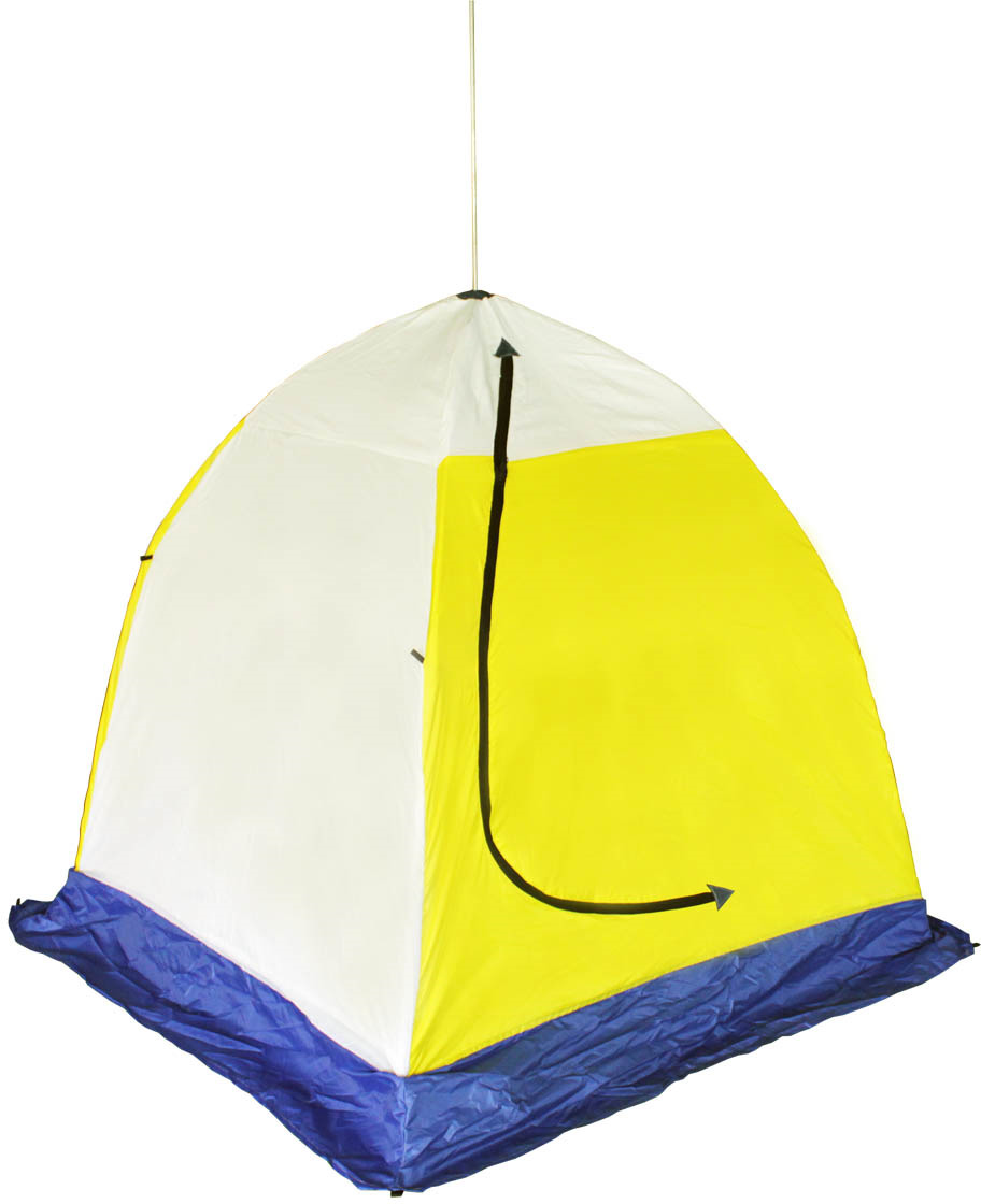 фото Палатка рыбака Стэк Elite, одноместная, трехслойная, дышащая, цвет: белый, желтый, голубой