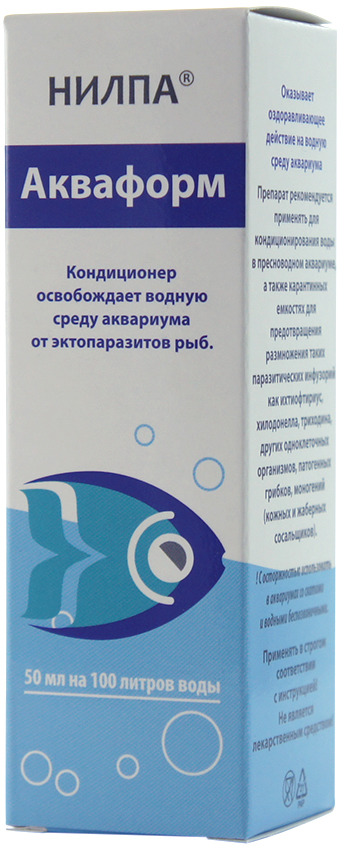 Кондиционер для аквариумной воды НИЛПА "Акваформ"освобождает водную среду от экзопаразитов, 50 мл