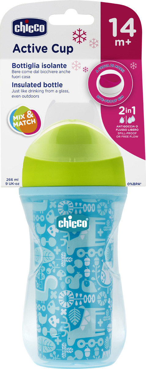 фото Чашка-поильник Chicco Active Cup, цвет голубой, 266 мл