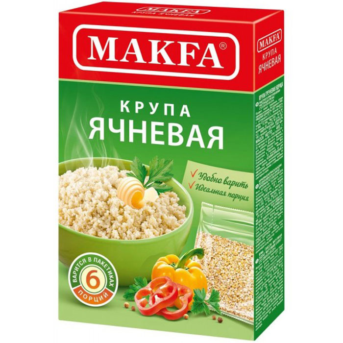 фото Makfa ячневая крупа в пакетах для варки, 5 шт по 80 г