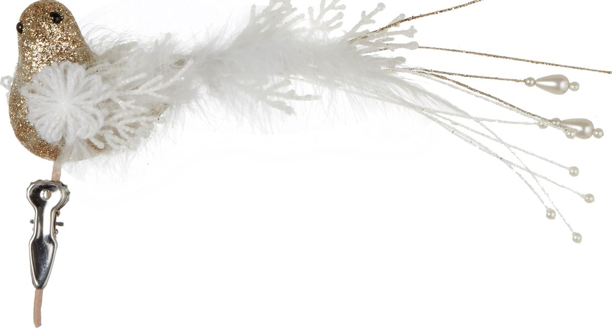 фото Украшение новогоднее декоративное House of Seasons "Птица", на клипсе, цвет: шампань, 18 х 6,5 см