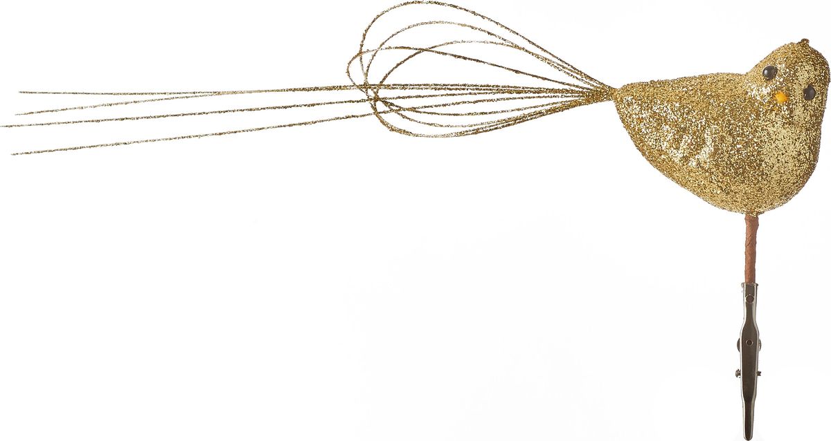 фото Украшение новогоднее декоративное House of Seasons "Птица", на клипсе, цвет: золотой, 28 х 13 см