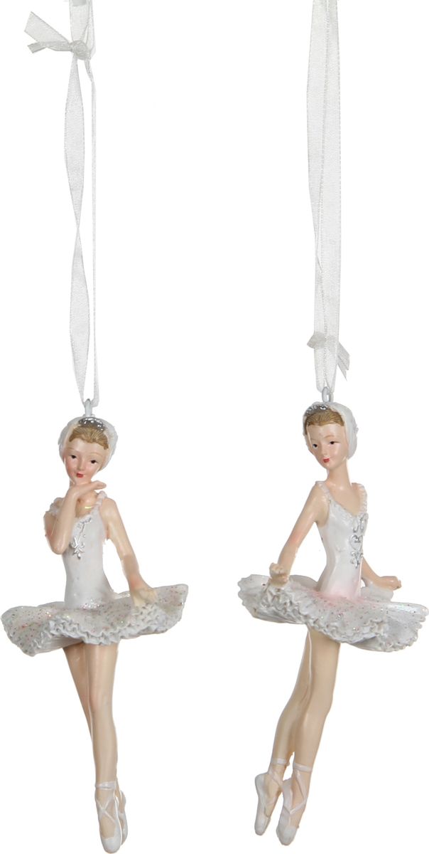 фото Набор новогодних декоративных украшений House of Seasons "Балерина", цвет: белый, 6 х 5 х 11 см, 2 шт
