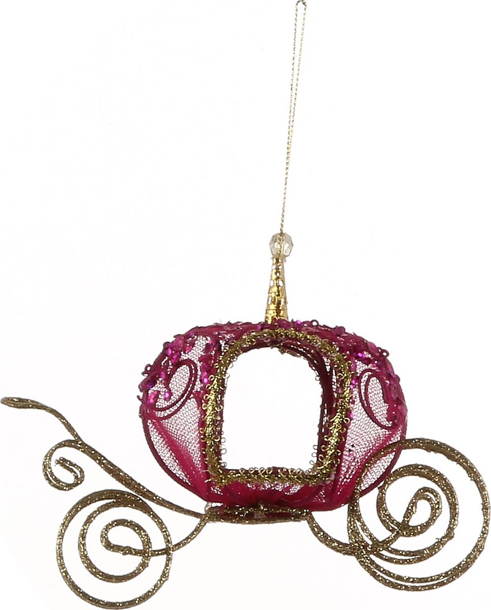 фото Украшение новогоднее декоративное House of Seasons "Подвеска. Карета", цвет: пурпурный, 15 х 8 х 12 см