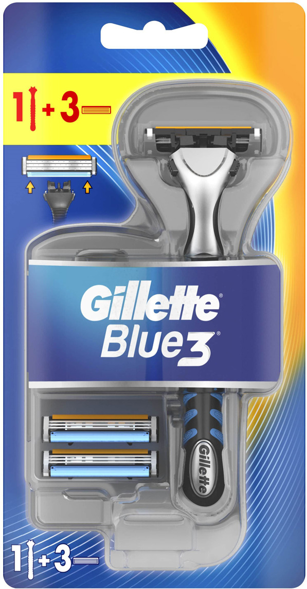Бритвенная ручка Gillette Blue3 + Кассеты, 3 шт