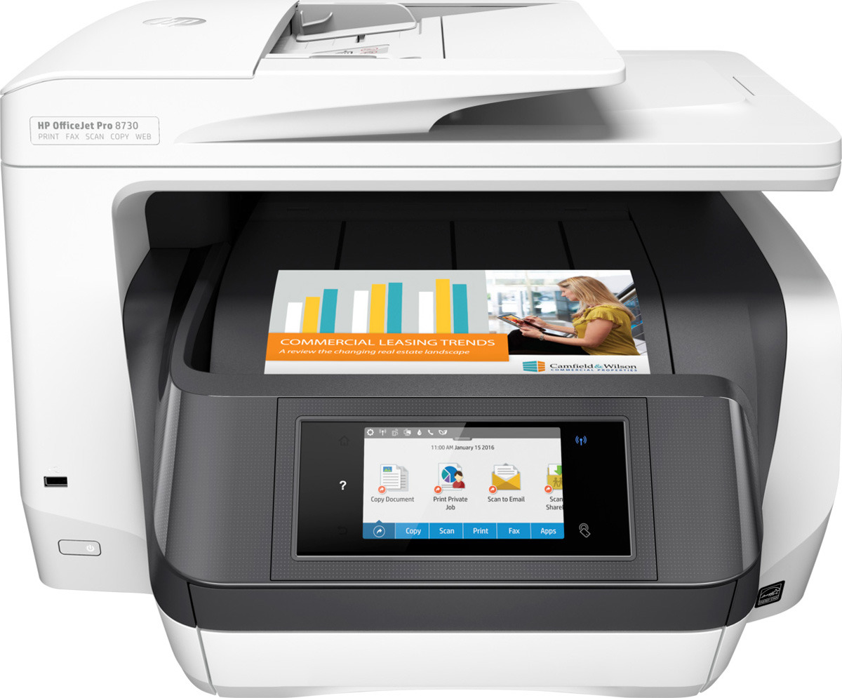 фото МФУ HP Officejet Pro 8730, цвет: белый