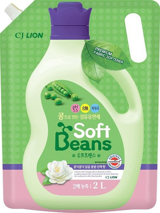 фото Кондиционер для белья Lion Soft Beans, на основе экстракта зеленого гороха, 2 л Cj lion