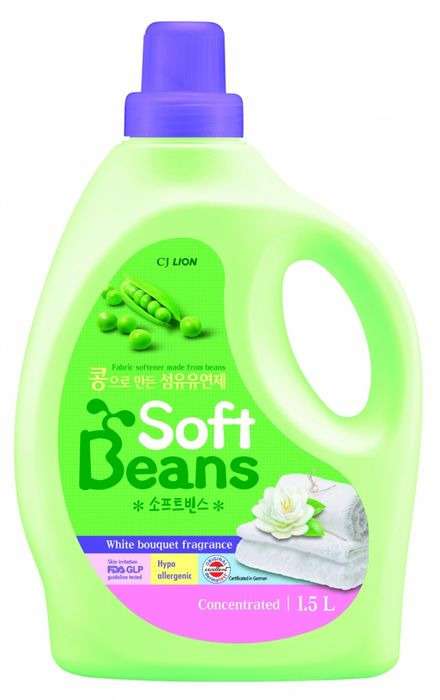 фото Кондиционер для белья CJ Lion Soft Beans, на основе экстракта зеленого гороха, 1,5 л