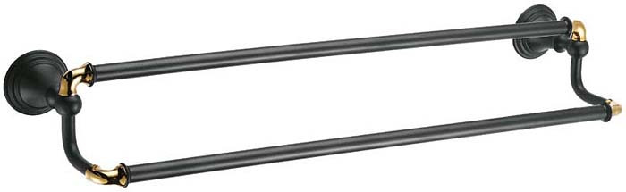 фото Держатель для полотенец Fixsen Luksor, трубчатый, двойной, цвет: черный, 60 см. FX-71602B