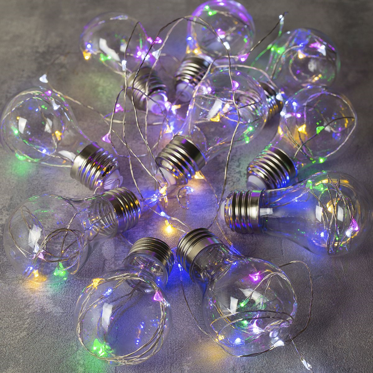 фото Гирлянда электрическая Luazon Lighting "Нить. Лампочки", цвет: разноцветный, 100 LED, 12 V, 10 шт, длина 3 м