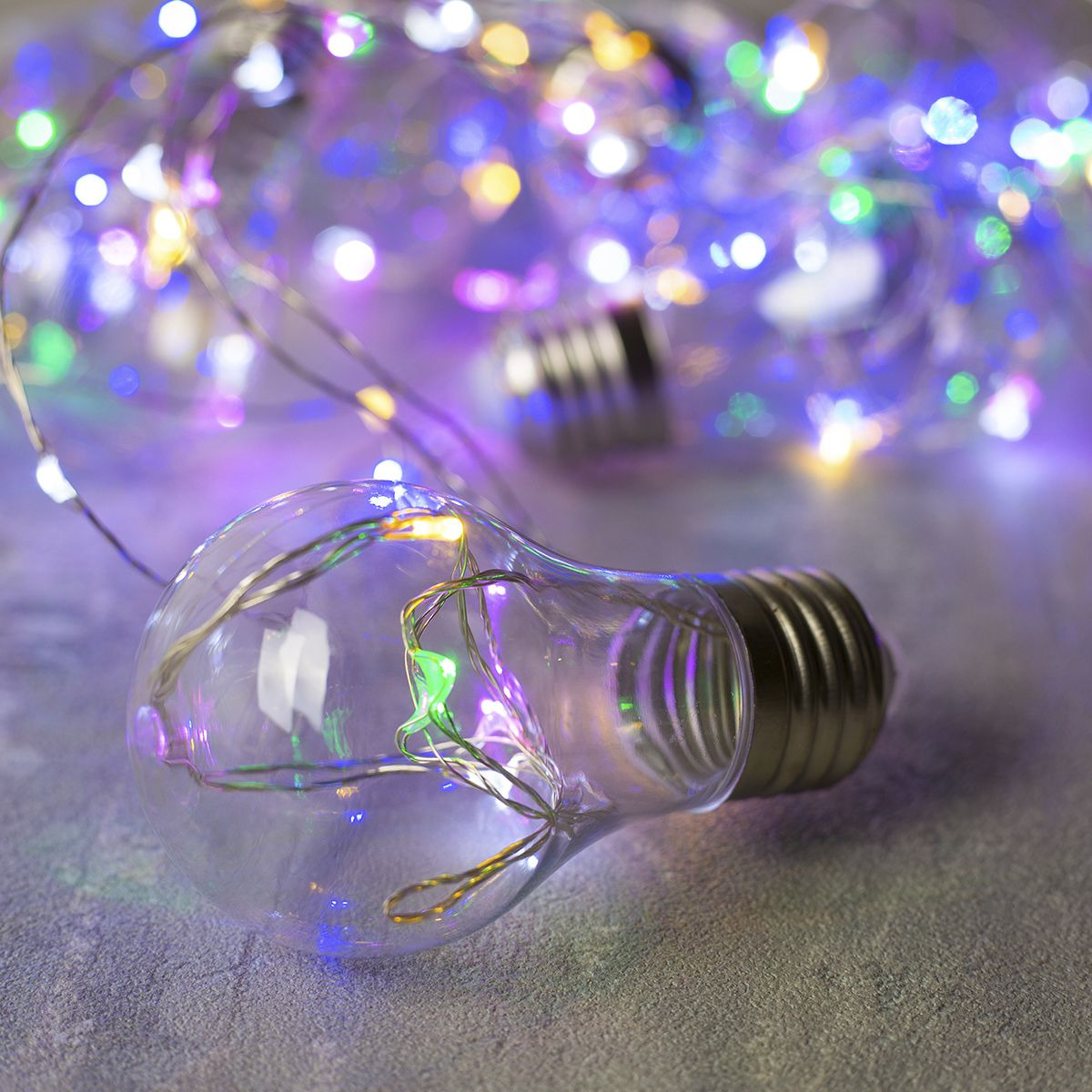 фото Гирлянда электрическая Luazon Lighting "Нить. Лампочки", цвет: разноцветный, 100 LED, 12 V, 10 шт, длина 3 м