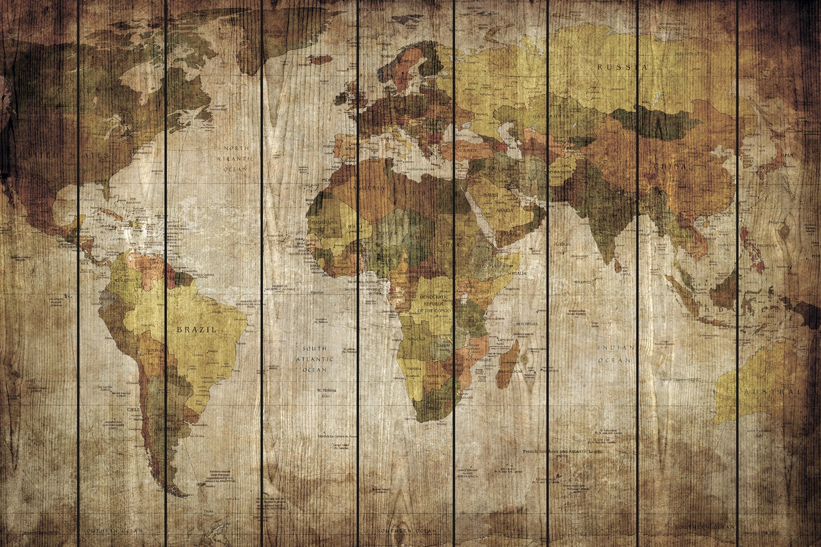 Карта мира в стиле ретро
